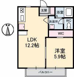 グッディーズ寺山(1LDK/2階)の間取り写真
