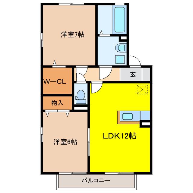 セジュール直江(2LDK/2階)の間取り写真