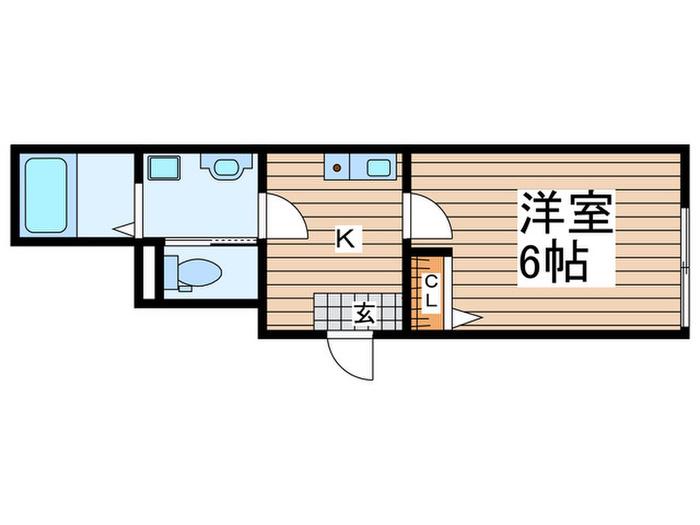 LAULEA越谷(1K/1階)の間取り写真