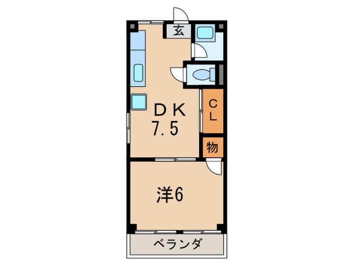 貴和芦屋(1DK/3階)の間取り写真