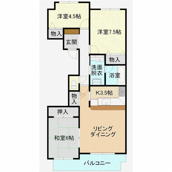 ラクシア荒川沖(3LDK/11階)の間取り写真