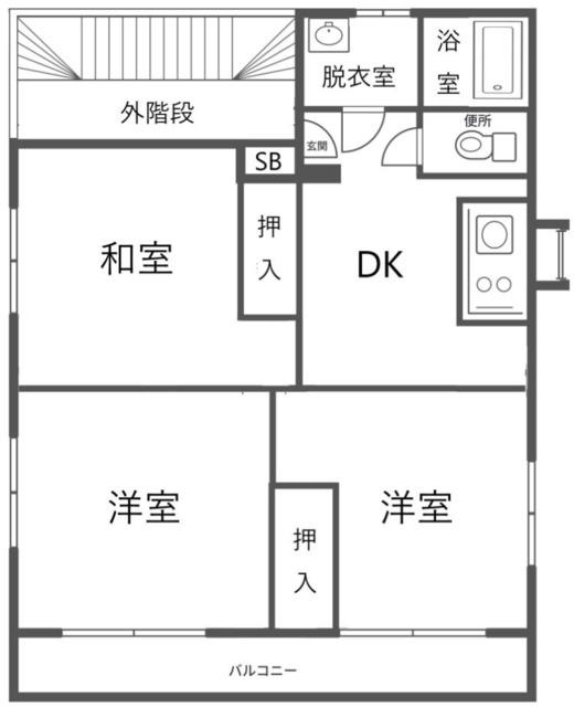 コーポKOーJIRO(2LDK/4階)の間取り写真