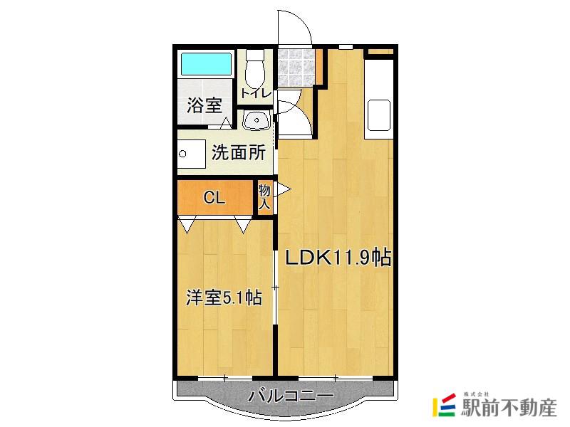パークマンション旭駅前II(1LDK/3階)の間取り写真