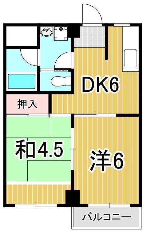 パルビスパーク(2DK/3階)の間取り写真