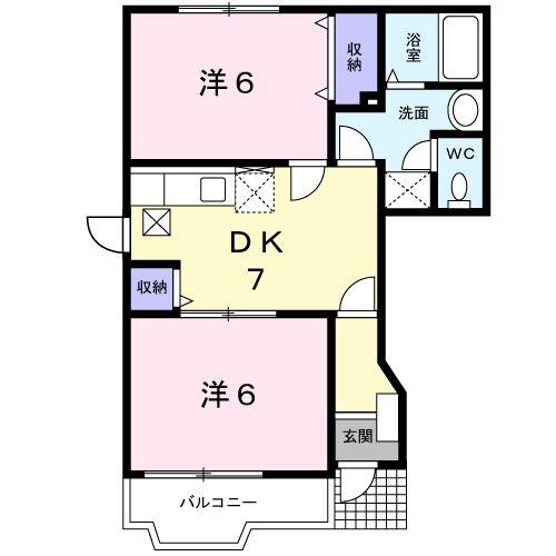 クレストールRYUA(2DK/1階)の間取り写真