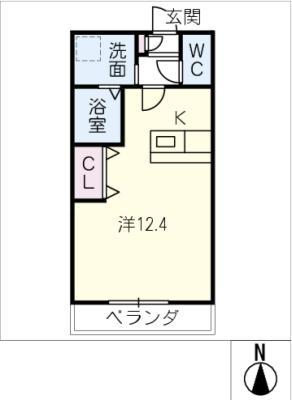 ル パフェ ド ペルル(ワンルーム/2階)の間取り写真
