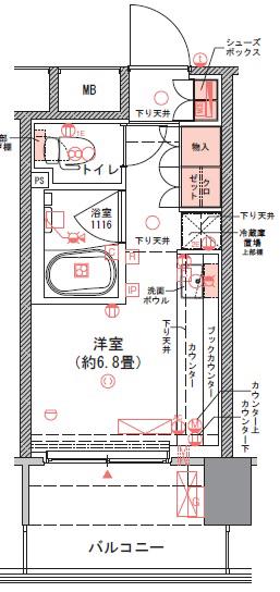 コムレジ赤羽 社会人棟(ワンルーム/2階)の間取り写真