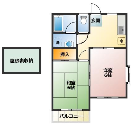 サンパレスY(2DK/1階)の間取り写真