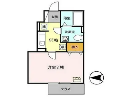 カトル・セゾン(ワンルーム/1階)の間取り写真