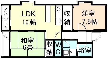 ジュビレ花椿(2LDK/4階)の間取り写真