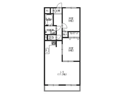 メルベーユ桜丘(2LDK/4階)の間取り写真