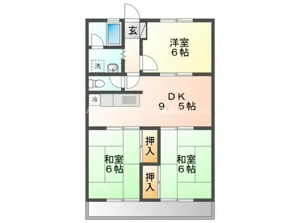 パークサイドハイムII(3DK/4階)の間取り写真