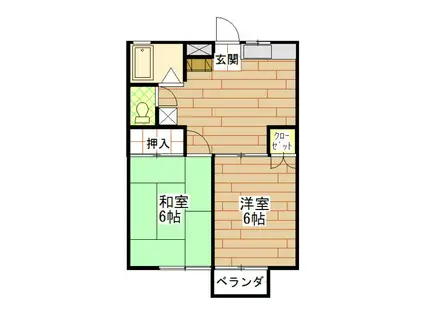シティハイムくら(2DK/2階)の間取り写真