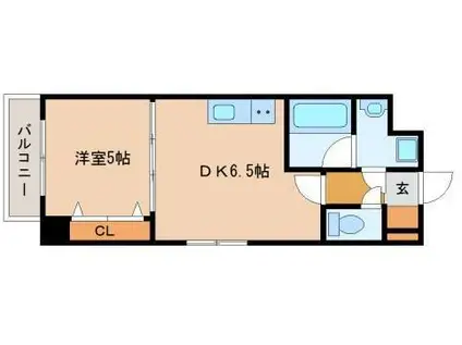 R-IIコート(1DK/8階)の間取り写真