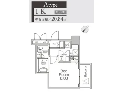 プライムアーバン新百合ヶ丘(1K/5階)の間取り写真