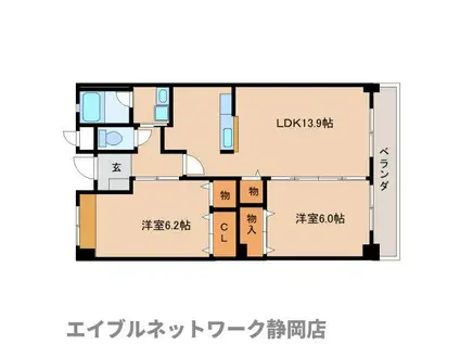 ウイングバード(2LDK/3階)の間取り写真