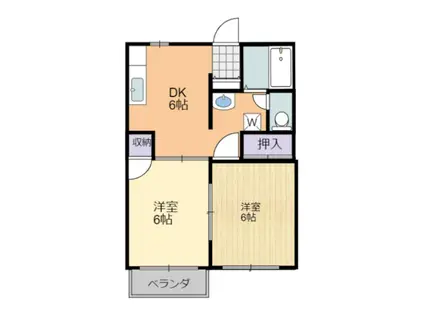 カーサソラーレ(2DK/1階)の間取り写真