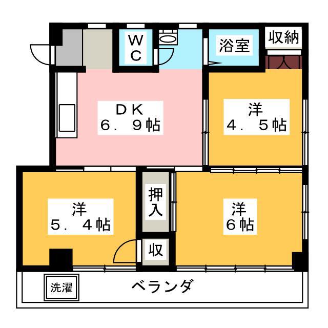 メゾン淀川(3DK/3階)の間取り写真
