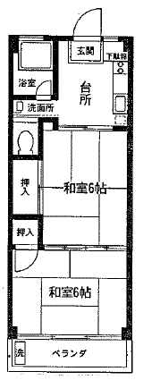 サガミ大銀マンション(2K/4階)の間取り写真