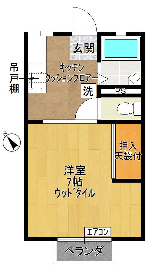 リバーサイドハイツNO.1(1K/2階)の間取り写真
