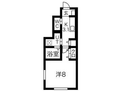 FIORE桜町 B棟(1K/1階)の間取り写真
