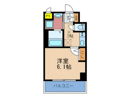 エステムコート梅田北IIゼニス(1K/6階)の間取り写真