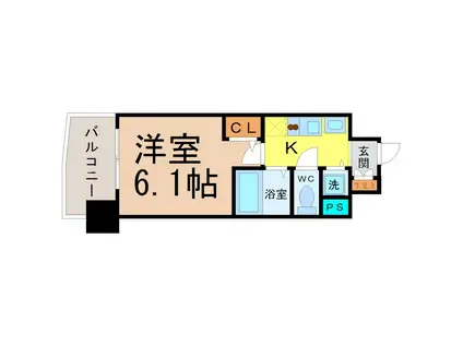 プレサンス桜通グレイス(1K/2階)の間取り写真
