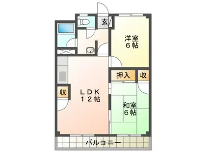 クーゲルモンテ根城(2LDK/2階)の間取り写真