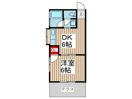 ハイツ恵(1DK/1階)の間取り写真
