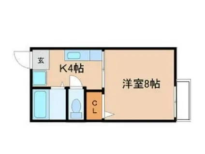 シティハイムホットランチB(1K/2階)の間取り写真