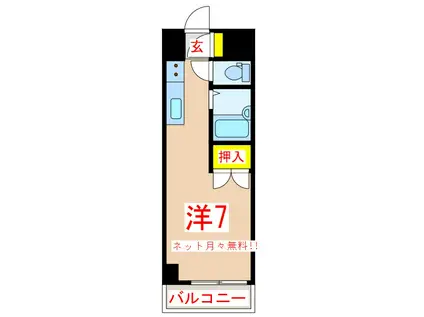パルセスユニ(ワンルーム/6階)の間取り写真