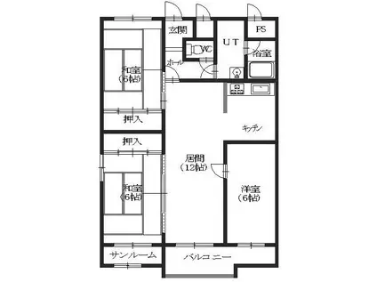 グロリアハイツ若松(3LDK/3階)の間取り写真