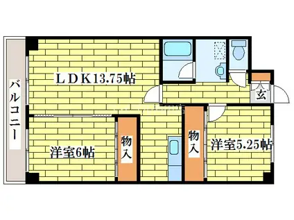 ジオンコート清田(2LDK/4階)の間取り写真