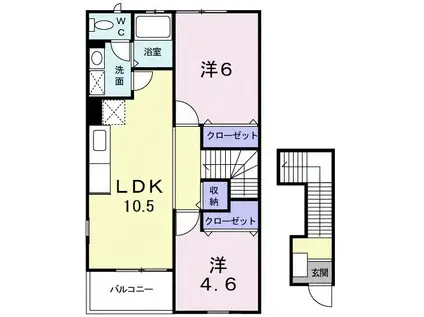 ラシーヌIII壱番館(2LDK/2階)の間取り写真