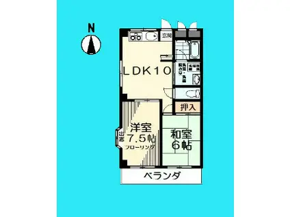 メゾンシャルパンテ(2LDK/4階)の間取り写真