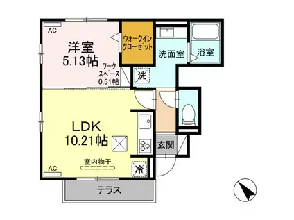 シダーコート彩(1LDK/1階)の間取り写真
