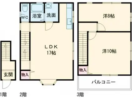 飾磨区清水(2LDK/2階)の間取り写真