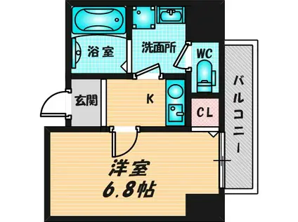パーラム徳庵(1K/6階)の間取り写真