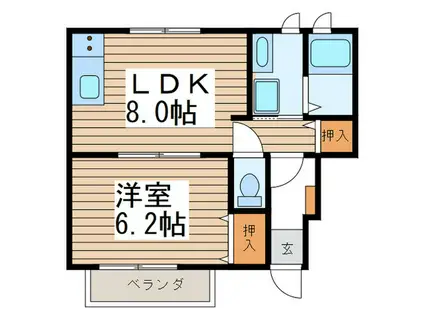 大宮大成テラス(1LDK/1階)の間取り写真