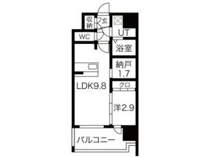 ESTONE HIGASHIOSAKAIIエストワンヒガシオオサカツー(1SLDK/5階)の間取り写真