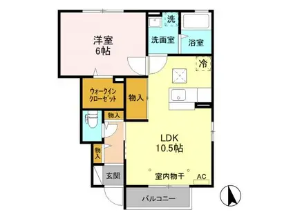 プティール A101(1LDK/1階)の間取り写真