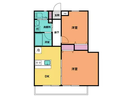 アステリア(2DK/2階)の間取り写真