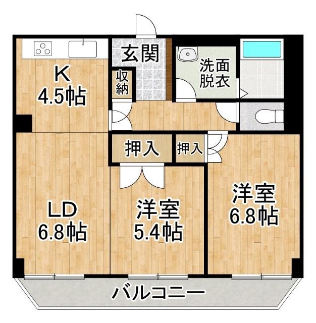 ホワイトパレス(2LDK/9階)の間取り写真