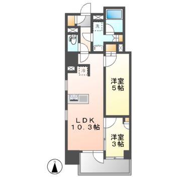 GRAN PASEO名古屋伏見(2LDK/9階)の間取り写真