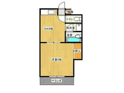 シャトレ東合川(1DK/4階)の間取り写真