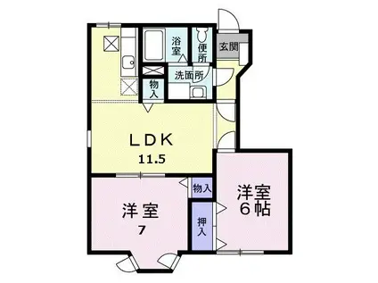 ノーヴァ B(2LDK/1階)の間取り写真