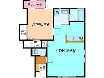 JIN A棟・B棟(1LDK/1階)の間取り写真