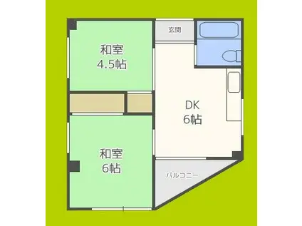 キャッスル駒川(2DK/5階)の間取り写真