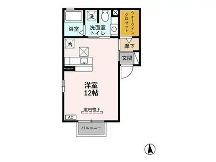 アムール(ワンルーム/1階)の間取り写真
