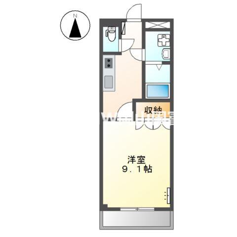 レジデンス和気B棟(1K/1階)の間取り写真